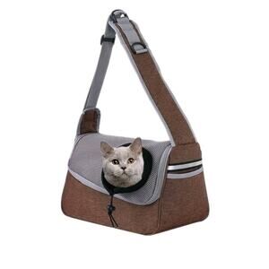 Over the shoulder dog sling/carrier for small dog And Cats . Black/Grey/ Brown